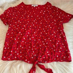 Madewell cropped tie shirt
